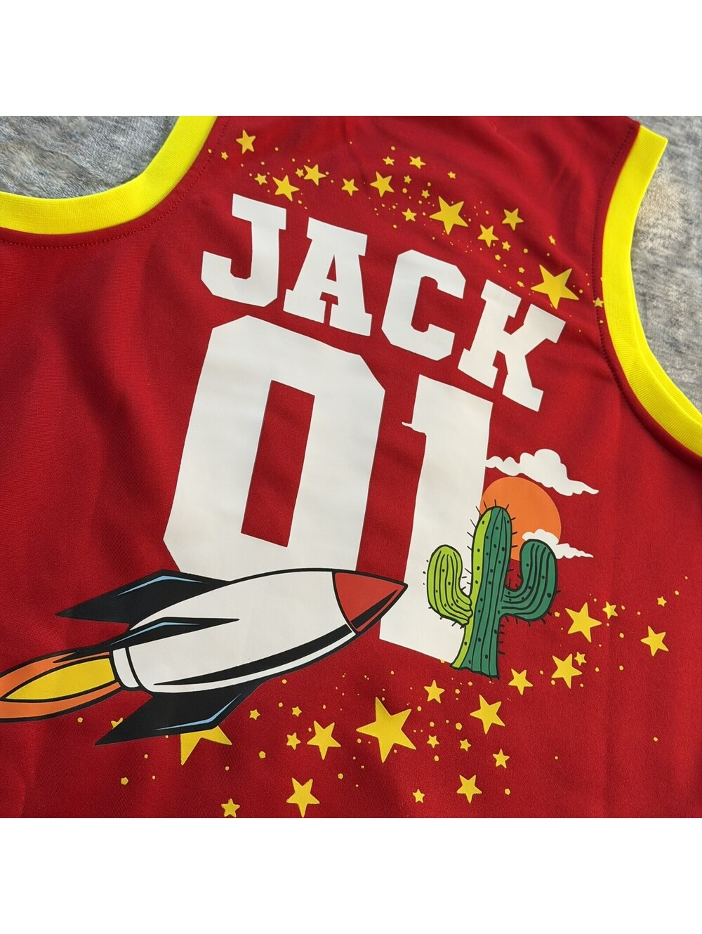 Headgear Classics Cactus Jack Astroworld Youth Basketball Jersey Red Size L